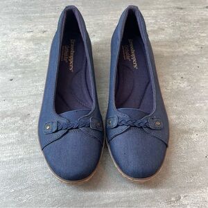 Grasshoppers Wedge Loafers Womens‎ 8W Navy Blue Excellent Ortholite EF56731